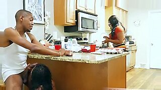 mom and her friend sex with her son at kitchen