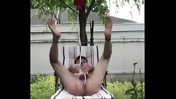 blindfolded and horny bitch with a flat chest is forced to suck and take down he